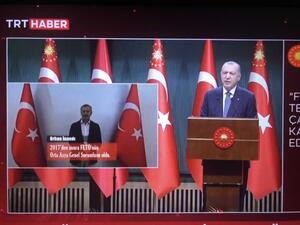 Screenshot of a broadcast on TRT TV on July 5 2021, in which Turkey's President Recep Tayyip Erdoğan announces that the intelligence services have transported Orhan İnandı from Kyrgyzstan to Turkey. © 2021 Private Orhan İnandı, the director of a network of prestigious schools in Kyrgyzstan, is the latest victim of a pattern of cases in which Turkey’s intelligence services have been involved in unlawfully transferring people to Turkey from countries around the world.
