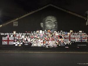 A mural in Manchester honouring the footballer Marcus Rashford 