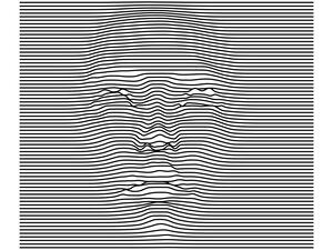 Graph made of cuves in form of human face.