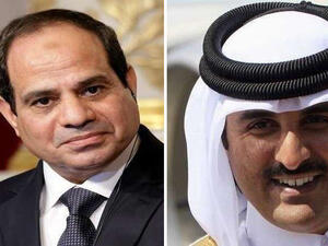 الرئيس المصري عبد الفتاح السيسي وأمير قطر تميم بن حمد آل ثاني