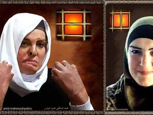 الأسيرة المقدسية الجريحة اسراء جعابيص..  صورتها قبل الاعتقال والأخرى بعد سنوات من التعذيب والإهمال الطبى فى مسالخ سجون الاحتلال الصهيونى..  ( اللوحة بريشة الفنان التشكيلى الفلسطينى محمود البوليس ) 