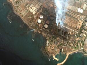 صورة من قمر صناعي تظهر تسرب نفط من محطة بانياس الحرارية في سوريا