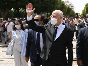 President Kais Saied in central Tunis 