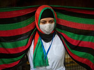 Afghan residing in India protest against Taliban rule. 