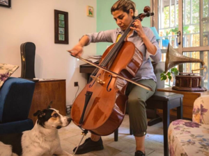 Iranian women with her dog in Tehran