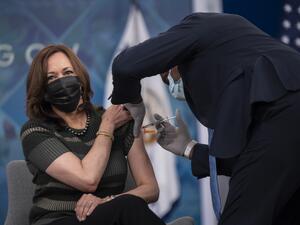 US Vice President Kamala Harris receives a booster shot