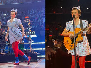 He teamed it up with a chequered bow tie