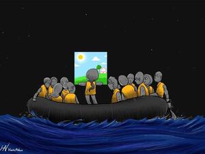 Syrian-Palestinian cartoonist Hani Abbas has created seven images