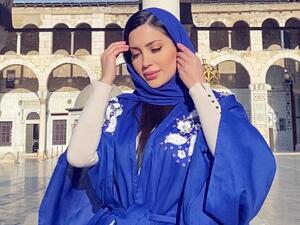 نسرين طافش بقفطان باللون البرغندي في سحور رمضان