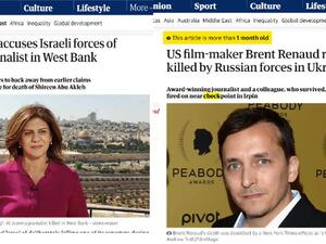 Palestinian journalist Shireen Abu Akleh and American reporter Brent Renaud