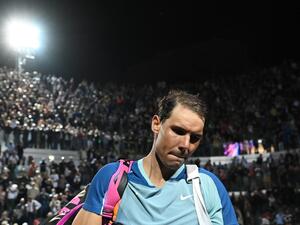 Spain's Rafael Nadal leaves after losing his third round match against Canada's Denis Shapovalov at the ATP Rome Open tennis tournament on May 12, 2022 at Foro Italico in Rome. (Photo by Andreas SOLARO / AFP)