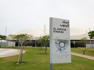 An exterior view of the al-Janoub Stadium in Doha, which will host matches of the FIFA football World Cup 2022. (Photo by KARIM JAAFAR / AFP)