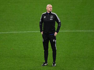 File photo taken on November 2, 2021 Ajax Amsterdam's Dutch head coach Erik Ten Hag takes part in a training session in Dortmund. (Photo by Ina FASSBENDER / AFP)