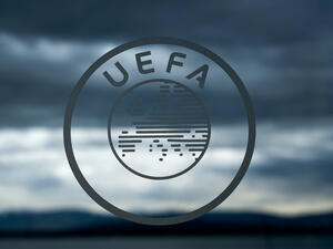 UEFA logo (Photo by FABRICE COFFRINI / AFP)