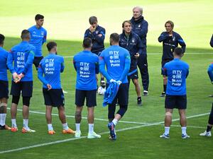 جانب من تدريبات منتخب إيطاليا (المصدر: أ ف ب)