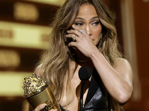 Jlo gave a shoutout to her future husband as she accepted her award