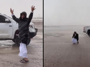 UAE Rainstorm nearly blows man away