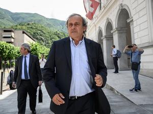 Former UEFA president Michel Platini leaves Switzerland's Federal Criminal Court after the first day of his trial over a suspected fraudulent payment in the southern Switzerland city of Bellinzona on June 8, 2022. Sepp Blatter and Michel Platini, once the chiefs of world and European football start a two-week trial following a mammoth investigation that began in 2015 and lasted six years. (Photo by Fabrice COFFRINI / AFP)