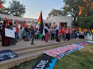 اقيمت المظاهرة بمشاركة مؤسسات الجالية الفلسطينية و مؤسسات امريكية داعمة للحق الفلسطيني في المدينة