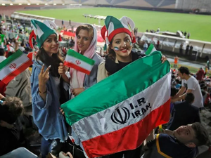 Iranian fan in a Tehran stadium 