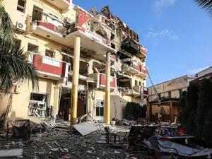A ruined hotel in Mogadishu 