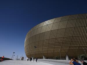 General view of the Lusail Stadium, the 80,000-capacity venue which will host the FIFA World Cup final in December, on the outskirts of Qatar's capital Doha on March 28, 2022. (Photo by GABRIEL BOUYS / AFP)