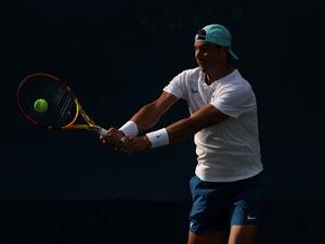 Rafael Nadal of Spain in a practice session during previews for the 2022 US Open tennis at USTA Billie Jean King National Tennis Center on August 27, 2022 in the Flushing neighborhood of the Queens borough of New York City. Julian Finney/Getty Images/AFP (Photo by JULIAN FINNEY / GETTY IMAGES NORTH AMERICA / Getty Images via AFP)
