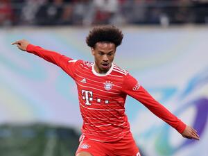 Bayern Munich's German midfielder Leroy Sane plays the ball during the German Supercup football match between RB Leipzig and FC Bayern Munich in Leipzig, on July 30, 2022. (Photo by Ronny Hartmann / AFP)