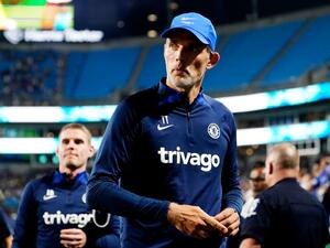 Thomas Tuchel, Manager of Chelsea looks on after the Pre-Season Friendly match between Chelsea FC and Charlotte FC at Bank of America Stadium on July 20, 2022 in Charlotte, North Carolina. Jacob Kupferman/Getty Images/AFP (Photo by Jacob Kupferman / GETTY IMAGES NORTH AMERICA / Getty Images via AFP)