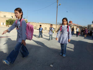 Palestinians pupils protest against the Israeli curriculum 