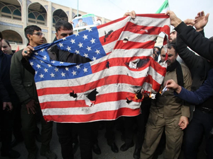 Destroying a US flag in Tehran 