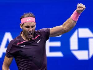 Spain's Rafael Nadal celebrates after defeating France's Richard Gasquet during their 2022 US Open Tennis tournament men's singles third round match at the USTA Billie Jean King National Tennis Center in New York, on September 3, 2022. (Photo by COREY SIPKIN / AFP)