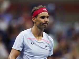 Rafael Nadal of Spain reacts against Frances Tiafoe of the United States during their Men’s Singles Fourth Round match on Day Eight of the 2022 US Open at USTA Billie Jean King National Tennis Center on September 05, 2022 in the Flushing neighborhood of the Queens borough of New York City. Mike Stobe/Getty Images/AFP (Photo by Mike Stobe / GETTY IMAGES NORTH AMERICA / Getty Images via AFP)