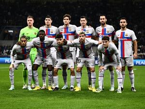 فريق برشلونة (المصدر: أ ف ب)