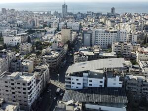 Aerial view of solar panels in Gaza