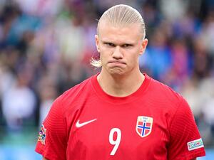 Norway’s Erling Haaland poses ahead of the UEFA Nations League football match between Slovenia and Norway at the Stozice stadium in Ljubljana, on September 24, 2022. (Photo by Jure Makovec / AFP)