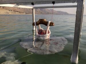 Dead Sea ballerina made by Israeli artist Sigalit Landau