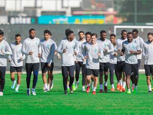 من تدريبات الأهلي الاستعدادية للقاء (المصدر: ALAHLI_FC@)