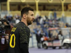Paris Saint-Germain's Argentine forward Lionel Messi is substituted during the Riyadh Season Cup football match between the Riyadh All-Stars and Paris Saint-Germain at the King Fahd Stadium in Riyadh on January 19, 2023. (Photo by Fayez Nureldine / AFP)