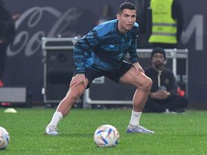Al-Nassr's Portuguese forward Cristiano Ronaldo takes part in a team training session after his unveiling at the Mrsool Park Stadium in the Saudi capital Riyadh on January 3, 2023. (Photo by AFP)