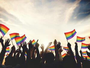 Rainbow flag waved, Shutterstock