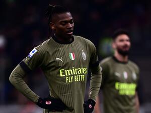 AC Milan's Portuguese forward Rafael Leao reacts during the Italian Serie A football match between AC Milan and Torino on February 10, 2023 at the San Siro stadium in Milan. (Photo by Marco BERTORELLO / AFP)