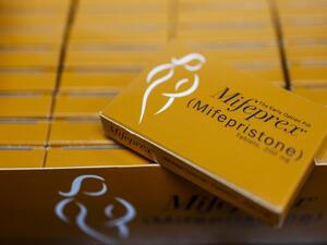 A package of the abortion drug mifepristone.