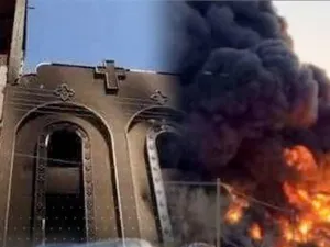 حريق يلتهم كنيسة السيدة العذراء في أسيوط 