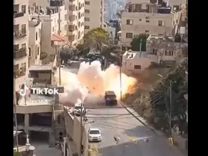تفجير عربة عسكرية إسرائيلية في نابلس (لقطة شاشه)