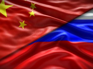 Chinese and Russian flag