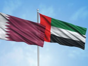 Qatar and UAE flags