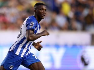 Moises Caicedo of Brighton & Hove Albion looks on during the Premier League Summer Series match between Brighton & Hove Albion and Newcastle United at Red Bull Arena on July 28, 2023 in Harrison, New Jersey. Tim Nwachukwu/Getty Images for Premier League/AFP (Photo by Tim Nwachukwu / GETTY IMAGES NORTH AMERICA / Getty Images via AFP)