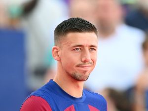 Barcelona's French defender #12 Clement Lenglet arrives for the 58th Joan Gamper Trophy football match between FC Barcelona and Tottenham Hotspur FC at the Estadi Olimpic Lluis Companys in Barcelona on August 8, 2023. (Photo by Pau BARRENA / AFP)