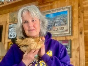 Courtesy of Marsi Parker Darwin, Peanut's owner Peanut the chicken